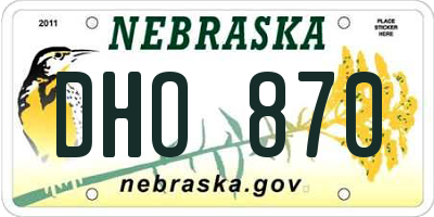 NE license plate DHO870