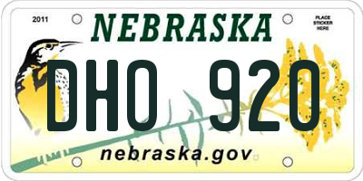 NE license plate DHO920