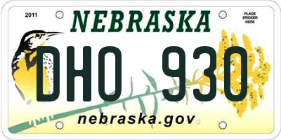 NE license plate DHO930