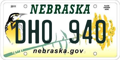 NE license plate DHO940
