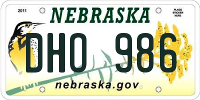 NE license plate DHO986