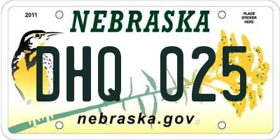NE license plate DHQ025