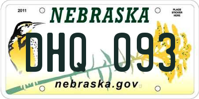 NE license plate DHQ093
