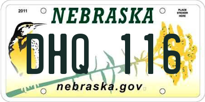 NE license plate DHQ116
