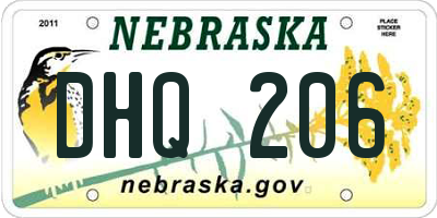NE license plate DHQ206