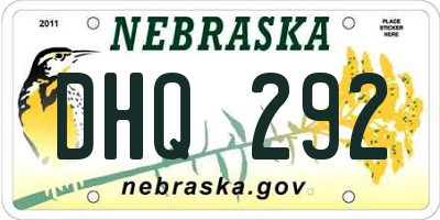 NE license plate DHQ292