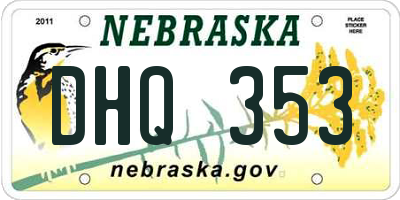 NE license plate DHQ353