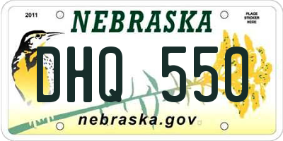 NE license plate DHQ550