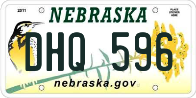 NE license plate DHQ596