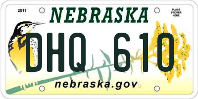 NE license plate DHQ610