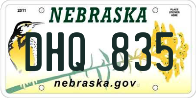NE license plate DHQ835