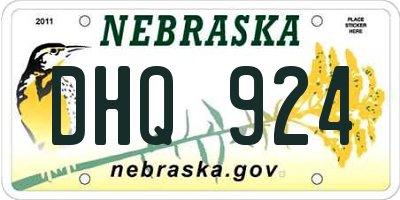 NE license plate DHQ924