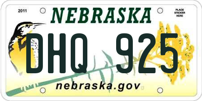 NE license plate DHQ925