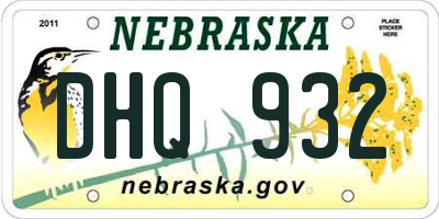 NE license plate DHQ932
