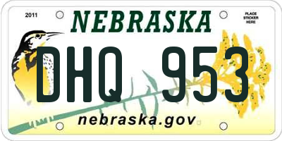 NE license plate DHQ953