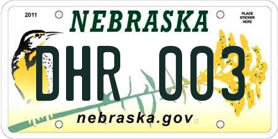 NE license plate DHR003