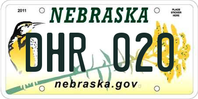 NE license plate DHR020