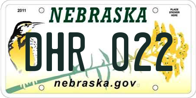 NE license plate DHR022