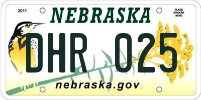 NE license plate DHR025