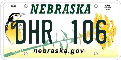 NE license plate DHR106