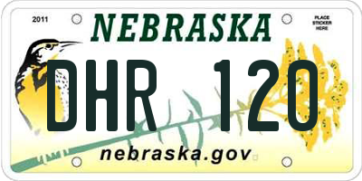 NE license plate DHR120