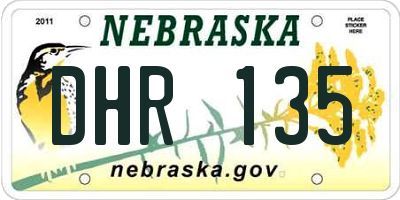 NE license plate DHR135