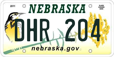 NE license plate DHR204