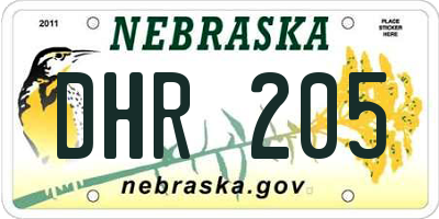 NE license plate DHR205