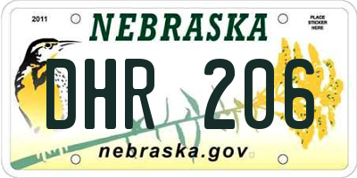 NE license plate DHR206