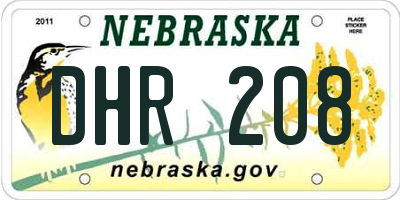 NE license plate DHR208
