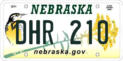 NE license plate DHR210