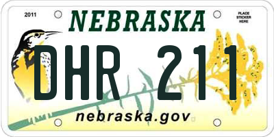 NE license plate DHR211