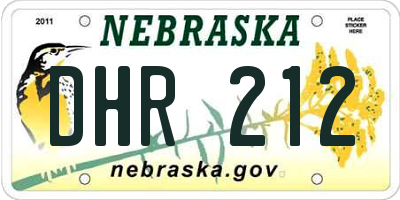NE license plate DHR212