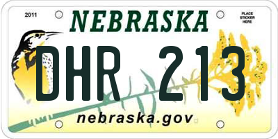 NE license plate DHR213