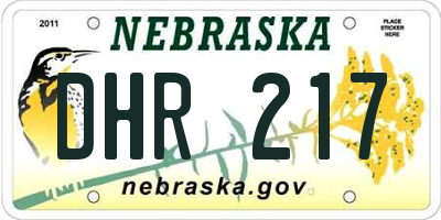 NE license plate DHR217