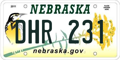 NE license plate DHR231