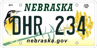 NE license plate DHR234