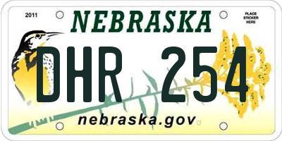 NE license plate DHR254