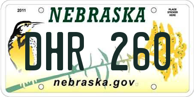 NE license plate DHR260