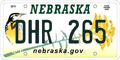 NE license plate DHR265
