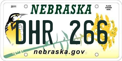 NE license plate DHR266