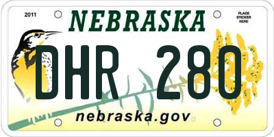 NE license plate DHR280