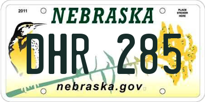 NE license plate DHR285