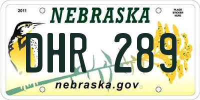 NE license plate DHR289