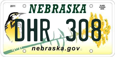 NE license plate DHR308