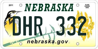 NE license plate DHR332