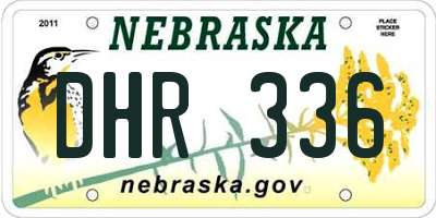 NE license plate DHR336