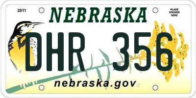 NE license plate DHR356