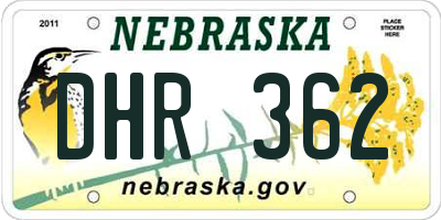 NE license plate DHR362