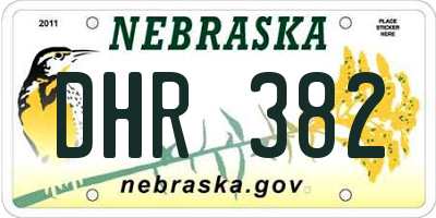 NE license plate DHR382